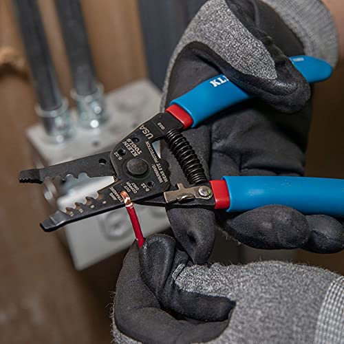 Klein Tools 11053 Klein-Kurve Wire Stripper And Cutter For 6-12 Awg Stranded Wire, 7-1/8-Inch,Blue/Red #TOP4