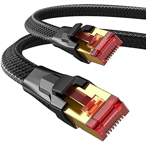 SNOWKIDS Cat 8 LAN kabel 3m, 40Gbps LAN Kabel Hochgeschwindigkeits 2000MHz S/FTP Ethernet Kabel Gigabit RJ45 Nylon geflochtener Vergoldeter Patchkabel für PS5/4 Router Modem TV Switch Laptop Cover