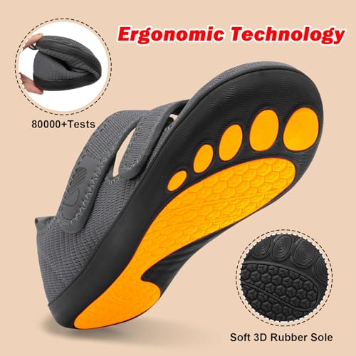 Image of Besroad Womens Walking Shoes Wide Diabetic Shoes Adjustable Barefoot Casual Sneakers Breathable Zero Drop Arthritis Edema Sneakers Indoor Outdoor