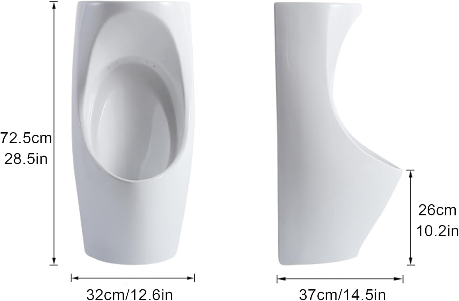 Wall-Mounted Men Urinals with WashBasin and Faucet, Ceramic Spill Proof Anti-Clogging Urinal, Water Saving Urinal for Bars Hotels Public Toilet