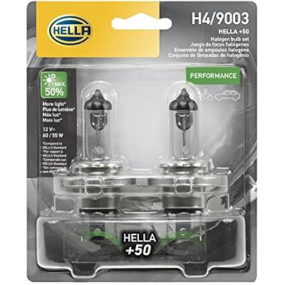 HELLA H4P50TB +50 لمبة الأداء ، 12V ، 60 / 55W ، 2 Count (حزمة 1)
