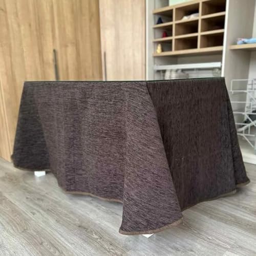 Ropa Chenilla Doble Grueso de Mesa Camilla Rectangular (Chocolate) sin Pliegues - Medidas Disponible - Falda Mesa Camilla, Enaguillas, Enaguas, Ropa Chenilla (Medida 110 x 70 cm (72 cm de Altura))
