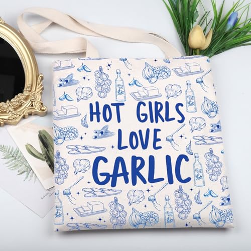 KUIYAI GarlicGirl Tote Bag GarlicLover Club Bread Vegetarian Gift Garlic Festival Gift HotGirls Love Garlic Canvas Bag3