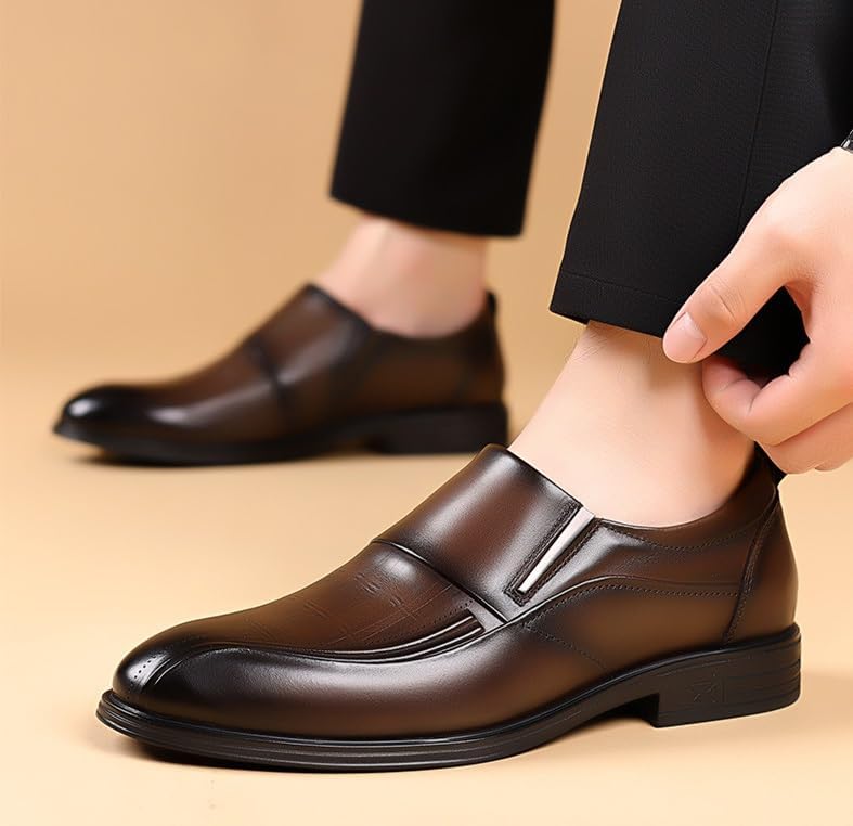 Men's Classic Business Dress Shoes, Casual Leather Modern Fashion Pointed Toe Lace Up Wedding Office Work Tuxedo Shoes3