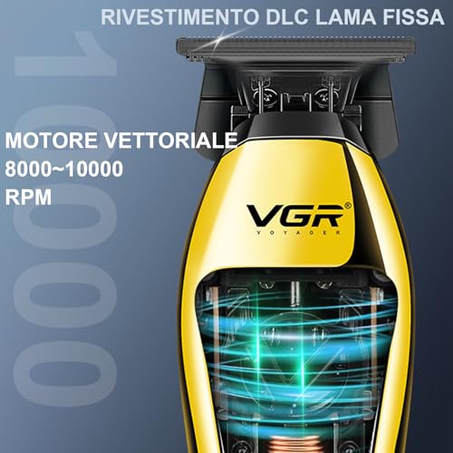 Vgr 994 Tagliacapelli Professionale Per Uomo Con Motore Vector 10000 Rpm, Tagliacapelli Per Barba, T-Blade Dlc Per Parrucchieri - 2