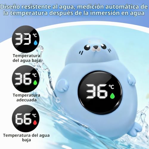 Miniatura 3 de Impermeable Termometro Bañera Digital, Encantadora Forma Termómetro De Baño Para Bebé, Termómetro De Agua Para Medir La Temperatura Del Agua, Adecuado Para Bañera Y Piscina Infantil