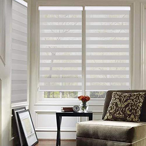 image for SUAKY Cordless Zebra Roller Sheer Shades Blinds, Grey Custom Free to S