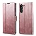 HAII Flip Case for Galaxy S23 Plus 5G 2023,Flip Fold Leather Wallet Case with RFID Blocking Credit Card Slot and Kickstand Magnetic Closure Protective Cover for Samsung Galaxy S23 Plus 5G 2023 (Pink)