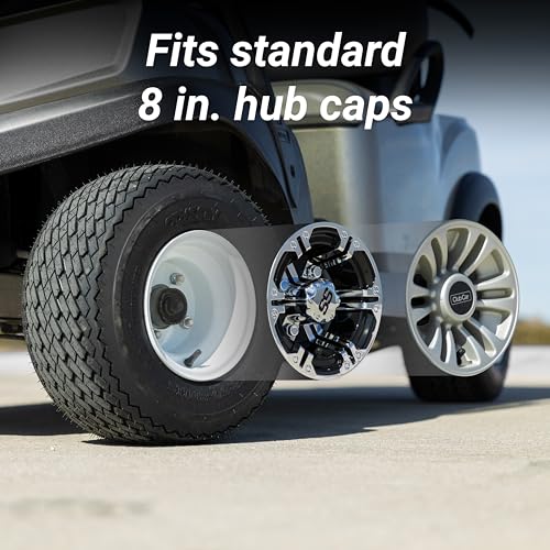 8\" Steel Golf Cart Wheels Glossy White and Arisun Turf Sail (18/8.5-8) Golf Cart Tires - Set of Two