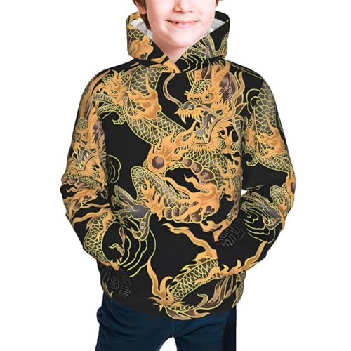 Oriental Dragon Kids Pullover Hoodies Boys Sweatshirts Girls Athletic Clothes with Pocket2