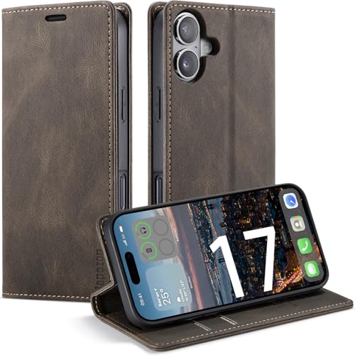 japezop iPhone 17 5G Wallet Case with [RFID Blocking],Card Holder Kickstand Magnetic,Leather Flip Case Wallet for iPhone 17 5G 6.3 Inch(Coffee)