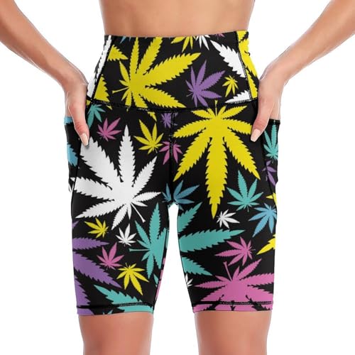 Legging court femmes short de sport taille haute boxer short pantalon leggins S feuille érable