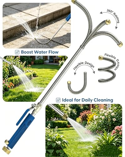 Extendable High Pressure Power Washer Wand for Garden Hose,Jet Nozzle Hydro Jet Washer Tool (17"-26" Adjustable) with Nozzles & Quick Connectors for Gutter Cleaning Car Wash Patio Lawn Watering (9) — view 3