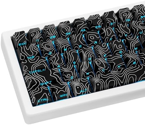 Amazon.com: GEKUCAP 131 Keys PBT Keycaps Black Topographic Side Printed ...
