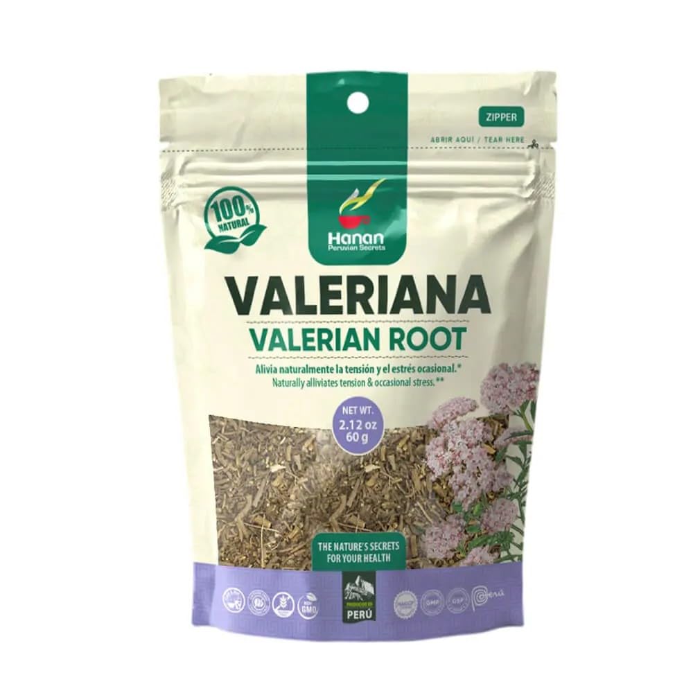 Hanan Peruvian Secrets Valeriana Herbal Tea | 100% Natural Valerian Root | 2.12oz / 60g | Naturally Aids in Relieving Occasional Stress, Tension | Safely Promotes Sleep and Relaxation