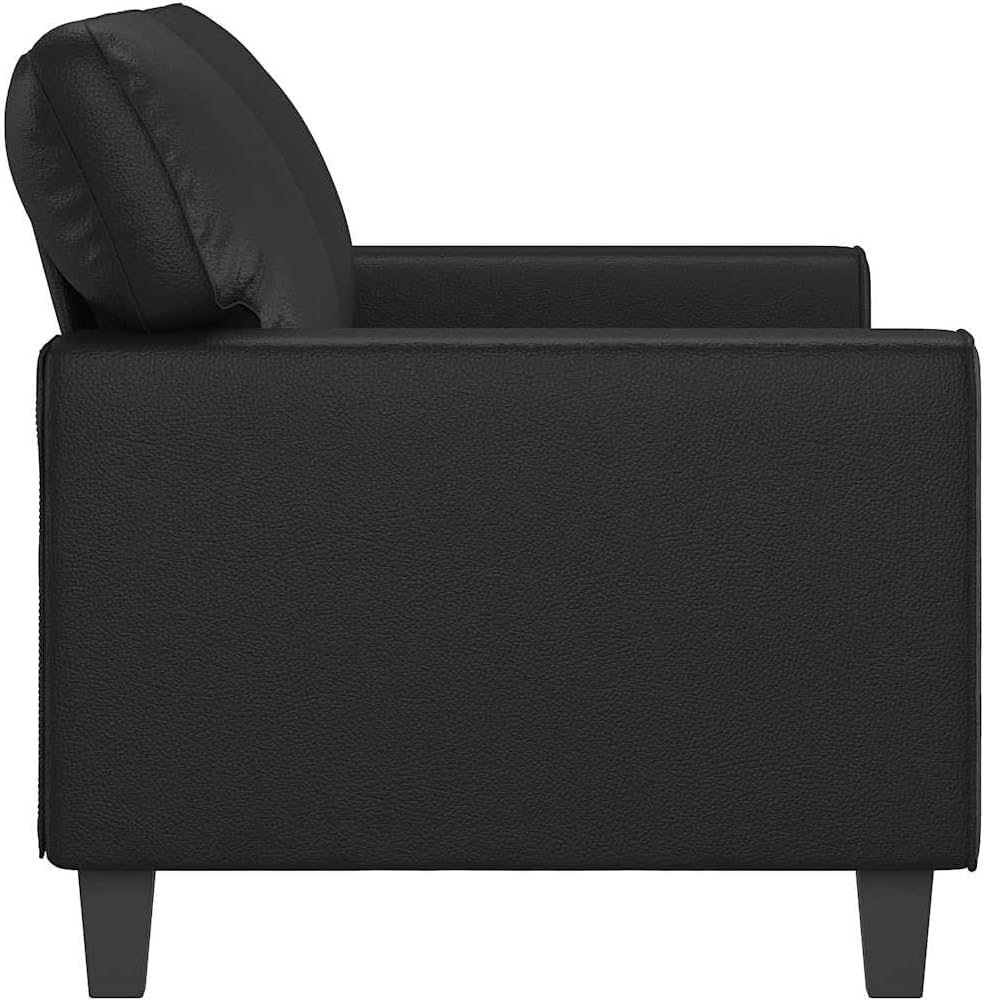 vidaXL Sofa, Loveseat Couch Sofa Settee, Accent Upholstered 2 Seater Sofa for Home Office Living Room, Modern Style, Black Faux Leather