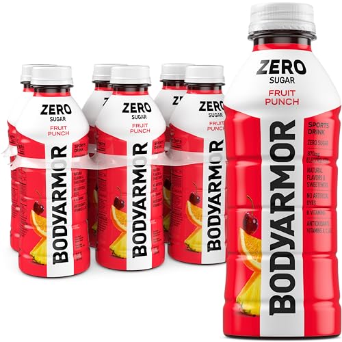 Image of BODYARMOR ZERO Sugar Fruit Punch, Sugar Free Sports Drink - Low-Calorie Hydration - Natural Flavors with Potassium Packed Electrolytes, Antioxidants, and B-vitamins, 20 fl oz (pack of 6)