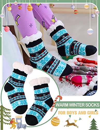 Image of MOGGEI Girls Slipper Fuzzy Socks Kids Boys Fluffy Fleece Lined Warm Plush Sherpa Winter Child Home Socks
