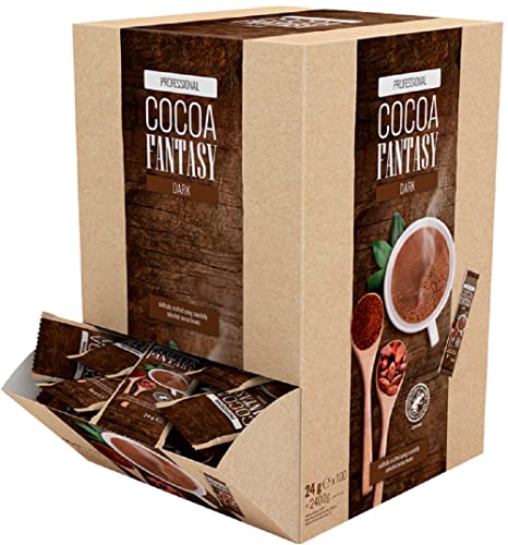 Cocoa Fantasy Dark dunkle Trinkschokolade, 100 Portionsbeutel à 25 g, Kakaopulver für heiße Schokolade, 30% Kakaoanteil, 100 x 25 g