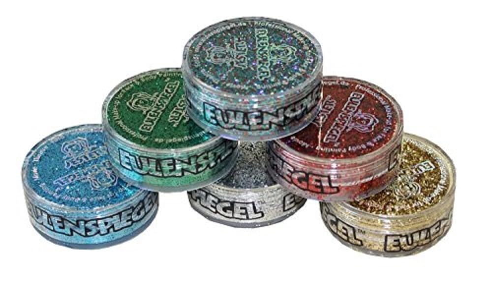 Eulenspiegel 999103 - Polyesterglitzer Classic-Edition, 6 x 6 g, Streuglitzer, Karneval, Halloween, Mottoparty