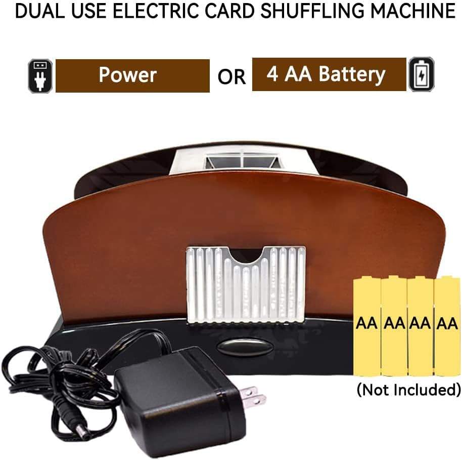 1-2 Deck Automatic Card Shuffler, Plug/Battery Operated Electric Shuffler, Casino Card Game Table Accessories for Home & Party Use