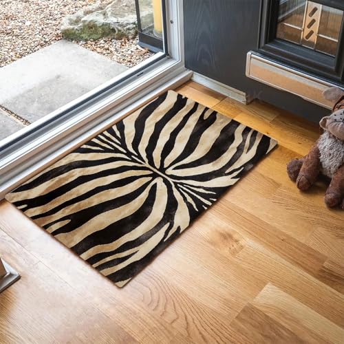 Tapis de salle de bain zèbre beige pour entrée intérieur