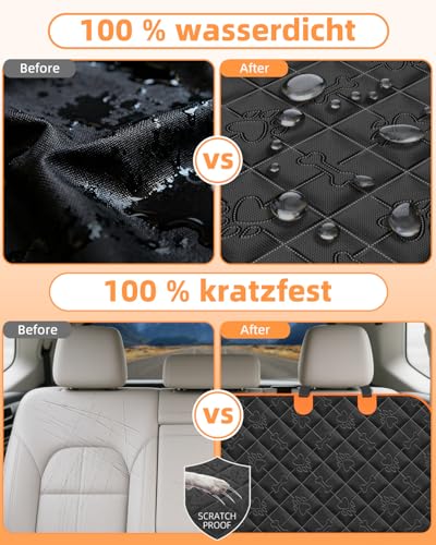 UPAWPIA Hundedecke Auto Rückbank 100% Wasserdicht Kratzfeste Autoschondecke Hund Rücksitz mit Seitenschutz und Sichtfenster Hundematte Auto Rückbank Universal für PKWs LKWs und SUV mit Sicherheitsgurt