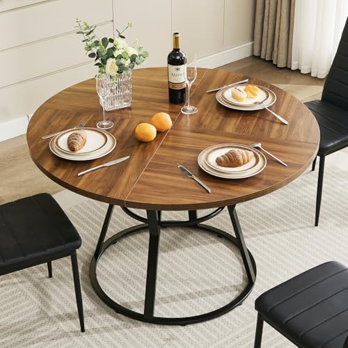 STHOUYN 47” Round Dinner Table for 4 6, Small Circle Dining Room Table with Metal Legs, Modern...