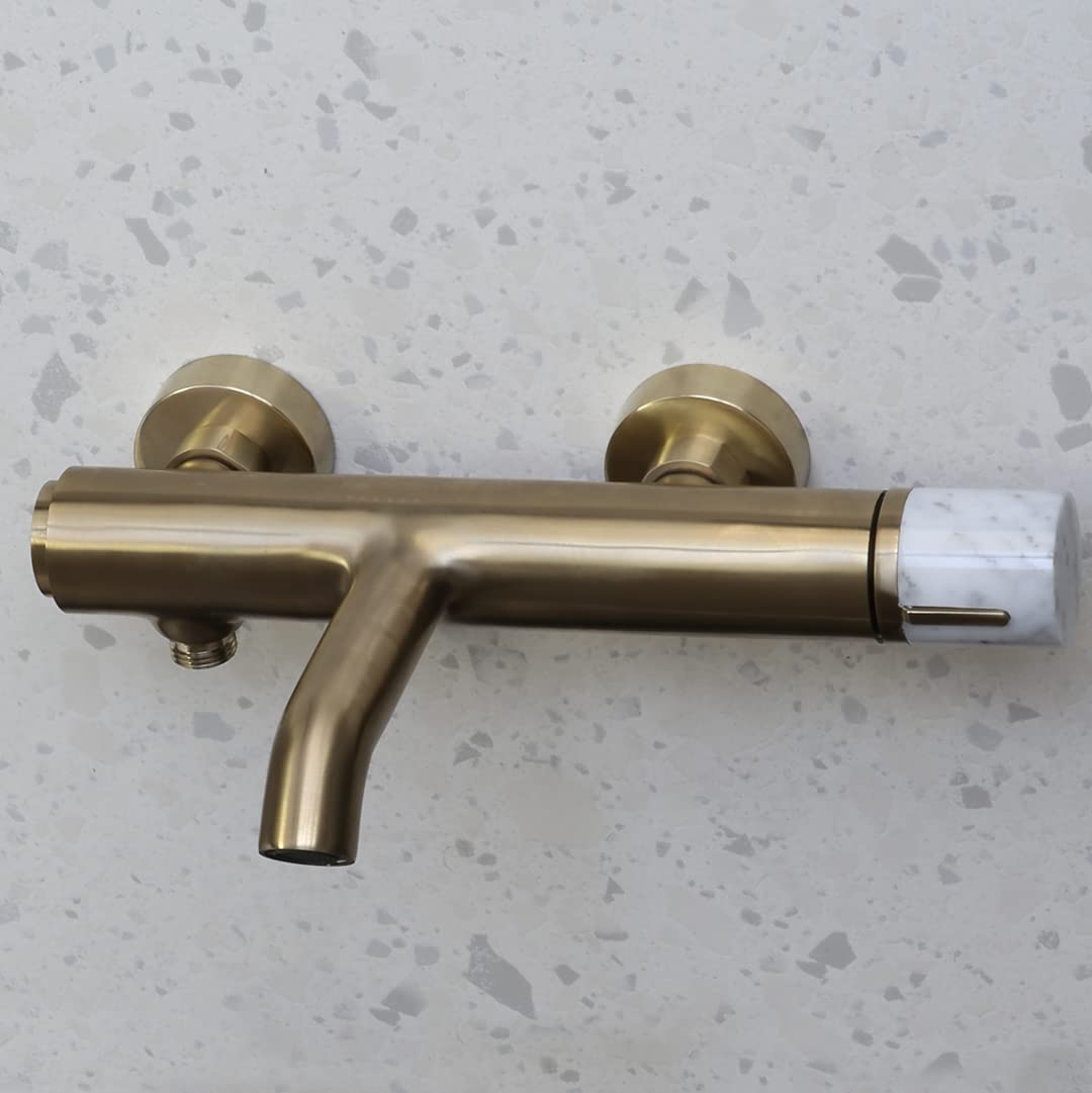 Essebagno 9020312 Manopola armatura łazienkowa z szczotkowanym złotem marmuru