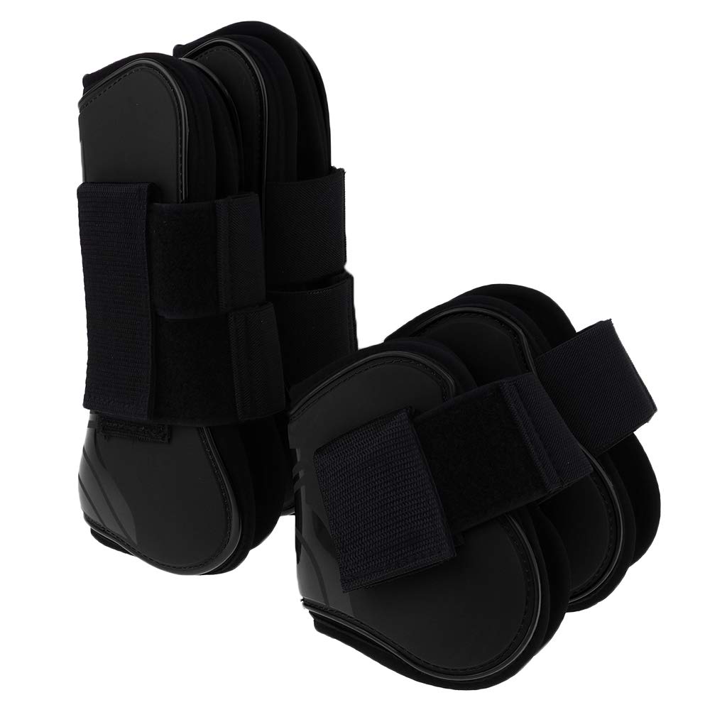 2 pares de botas de pierna de caballo delantero trasero tendón proteger ecuestre negro