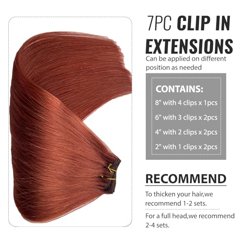 Image of Clip ins Hair Extensions 100% Brazilian Virgin Remy Hair Soft Natural Full and Thick Salon-quality Straight Seamless Ombre Extensions For Women 16 inch 7Pcs /70g