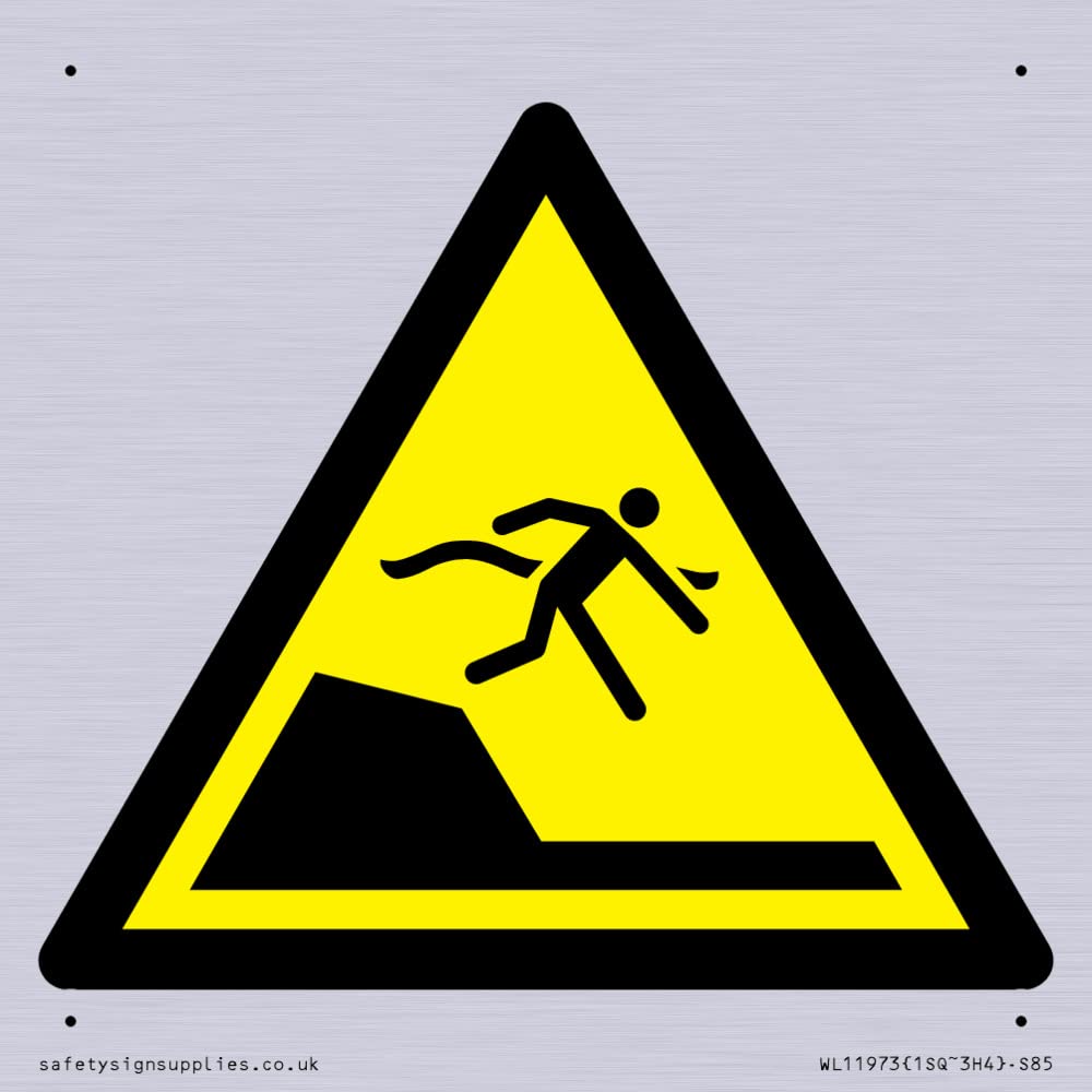 W050 Warning: Sudden drop in swimming or leisure pools Sign - 85x85mm - S85