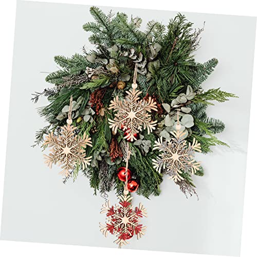 Pendentifs flocon de neige FCXDMY en bois ciselé pour sapin - 7