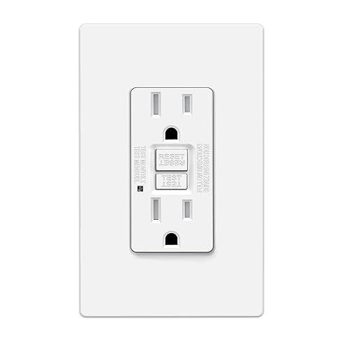 Miniatura 8 de ELECTECK Paquete de 3 salidas GFCI de 15 amperios, resistentes a manipulaciones (TR), receptáculos GFI ultra delgados con indicador LED, interruptor