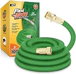 Flexi Hose Expandable Garden Hose, Lightweight & No-Kink Flexible Garden Hose, 3/4 inch Solid Brass Fittings and Double Latex Core, 100 ft Green