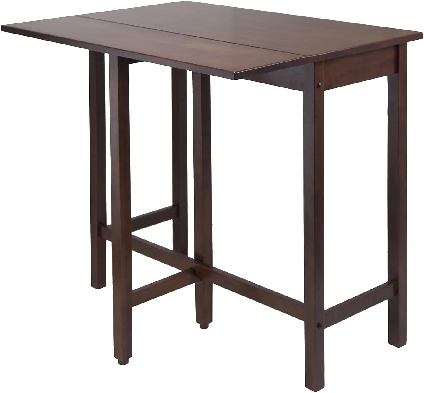 Lynnwood 35.43 x 39.39 x 30-Inch Wood Rectangular Drop Leaf High Table, Antique Walnut (94149)
