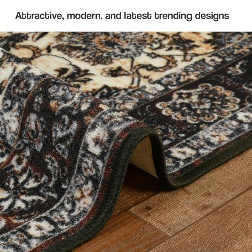 Image of FRESH FROM LOOM Luxury Carpet for Living Room, Hall & Bedroom | 100% Nylon | Anti Skid | Anti Fade | Rubber Backing Grip | Quick Cleaning | Washable (Dark-Brown| Size:- 90x150 Cm or 3x5 Fts)