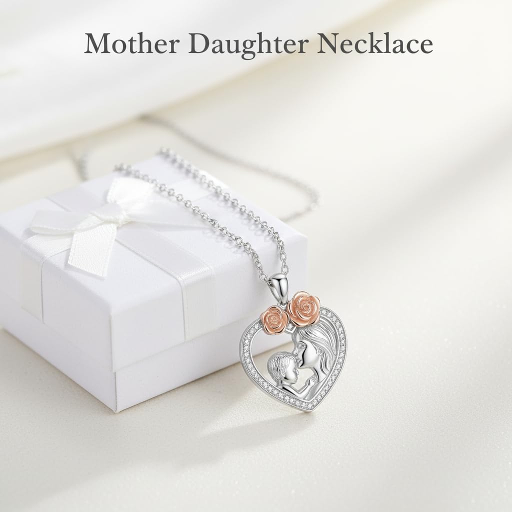 RJZ Mothers Day Gifts for Mom I Love You Forever Heart Mother and Daughter Son Pendant Necklace Jewelry Christmas Valentine Mothers Day Birthday Gifts for Women Mom Grandma From Daughter Son