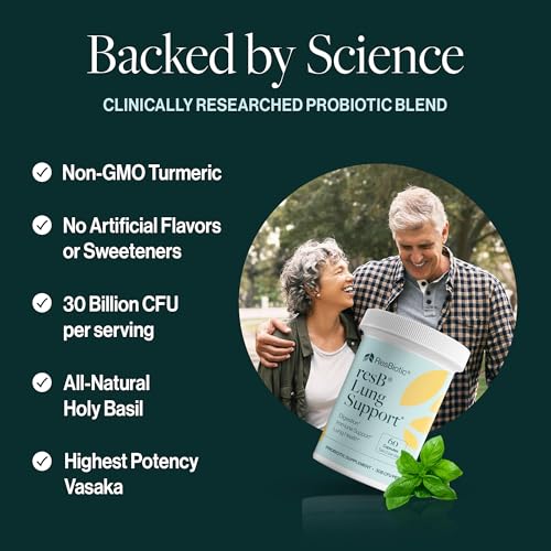 resB Lung Support Probiotic Supplement - Lung Health Supplement for Smokers, Gut Health, Immune & Digestive Support, Respiratory Care, Holy Basil & Turmeric, Clinically Trialed - 60 Capsules - Image 6