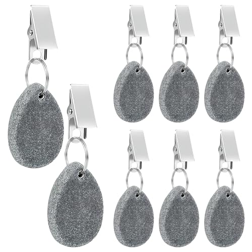 8 Pesos para Mantel con Clips, Pesas Mantel Exterior Pesos para Manteles con Pinza Mantel de Piedra Natural Pinza Pesas Mantel Exterior Peso para Familiar Restaurantes Camping Picnic