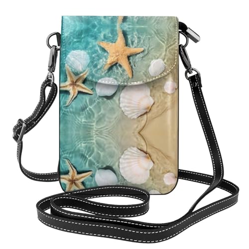 Sac à bandoulière imprimé coquillage et pochette pièces voyage