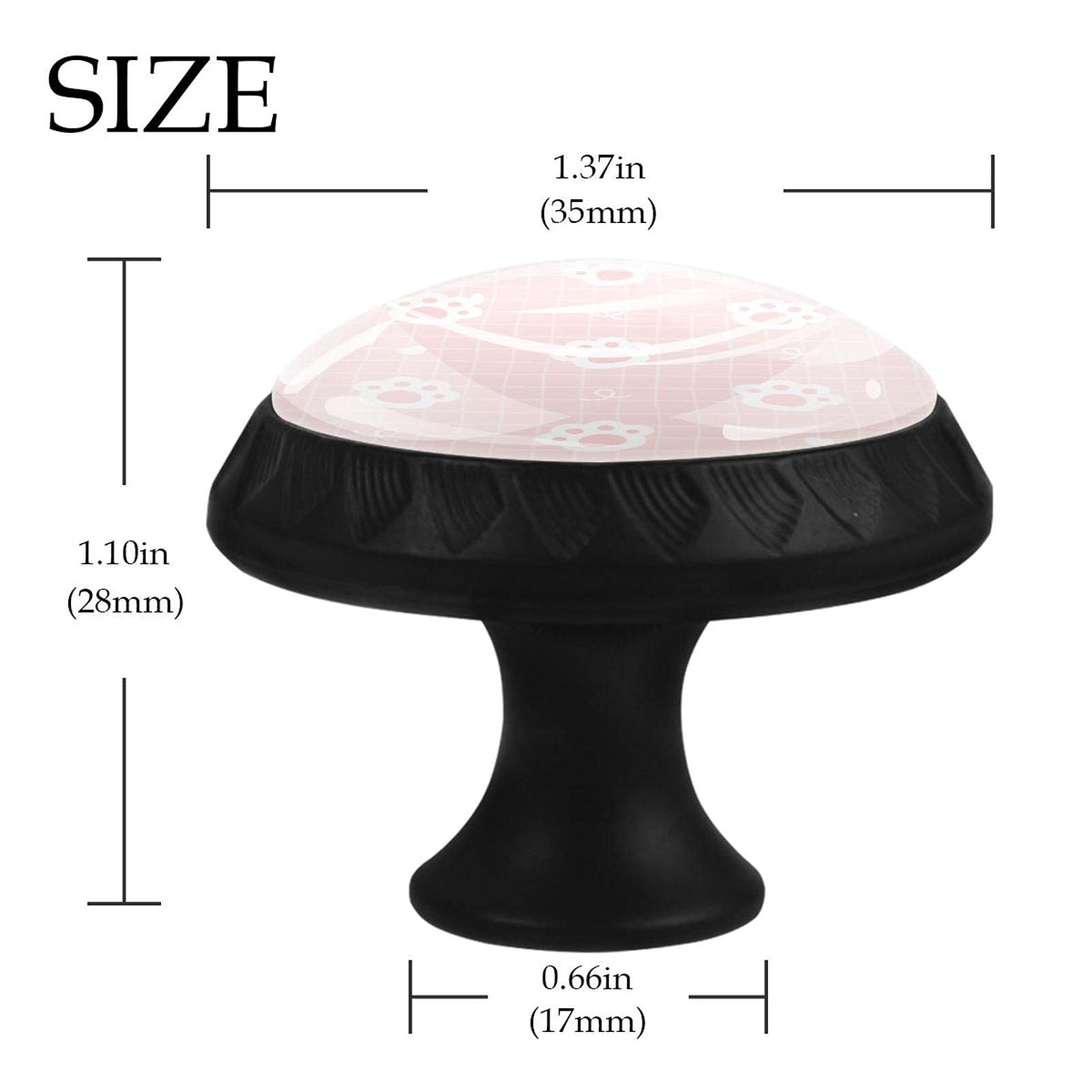 Tirador para Muebles Pata De Gato Lindo Pomo de cajón para Habitación Infantil Dormitorio Tirador de cajón impresión pomo de puerta 12 Piezas 3.5×2.8CM
