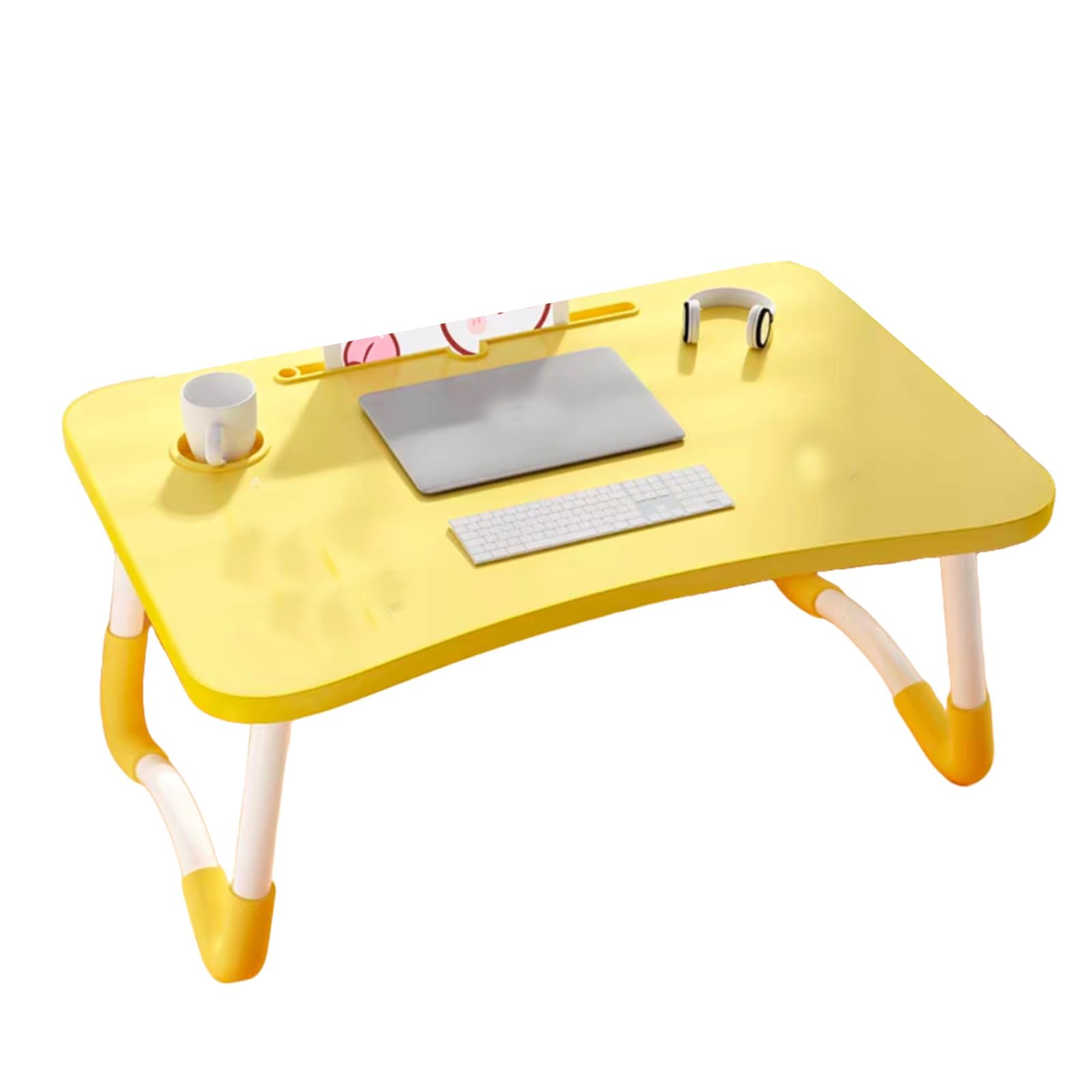 Bureau pliable pour ordinateur portable 60x40 cm avec porte-gobelet pour lit et canapé