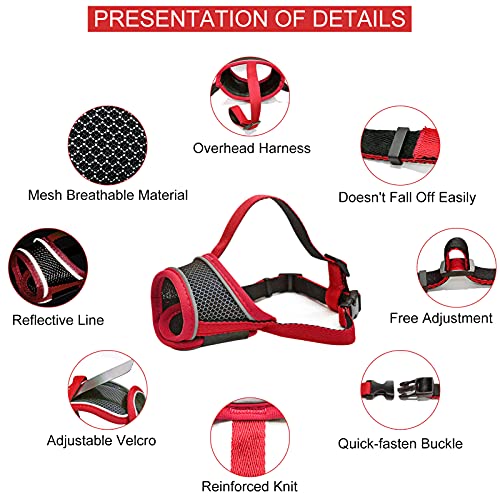 Dog Muzzle For Small Medium Large Dogs, Reflective Dog Muzzles For Biting Barking And Chewing Puppy Muzzle Nylon Soft Mesh Breathable Adjustable Loop Muzzle Anti-Dropping #TOP4
