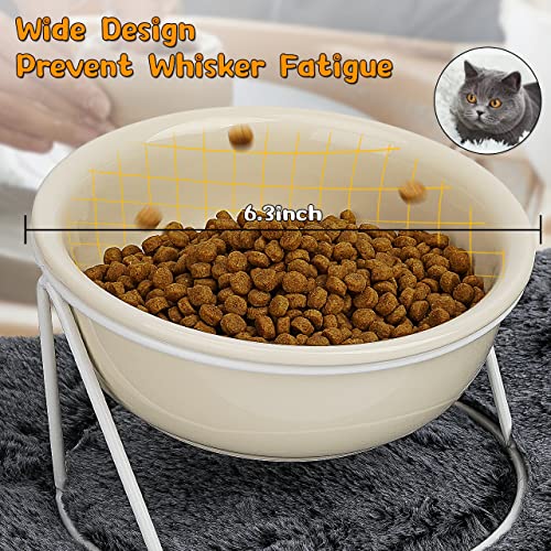 Jmmxg Ceramic Cat Bowl Elevated Cat Bowls 6.3” Heavy Duty Raised Cat Bowl Anti Vomiting Cat Food Bowls Whisker Fatigue Cat Bowl For Adult Cat Small Dog And Pets (White) #TOP3