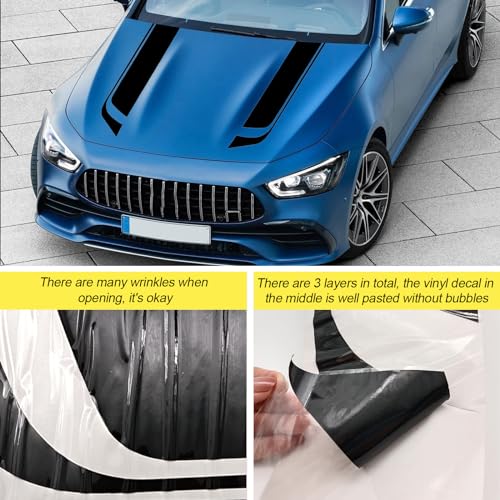 LANZMYAN Car Hood Decal Sticker DBS002 Universal Hood Racing Body Side Vinyl Modified Stripe Exterior Decal Decoration Black by LANZMYAN - Image 5