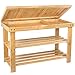 Bakaji Panca Scaffale Scarpiera Portascarpe Casa Multiuso 2 Scaffali Legno di Bambu Dimensione 70x28x45cm Colore Bamboo Naturale (Seduta Apribile)