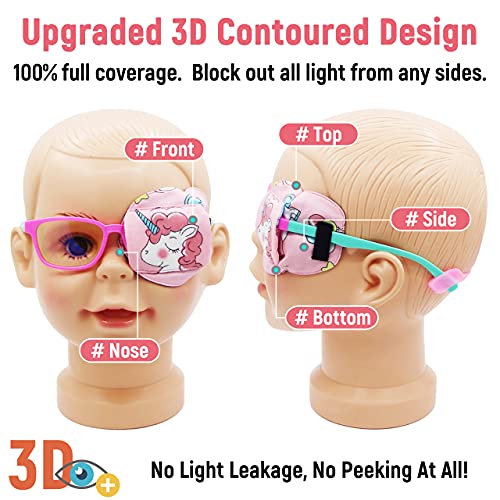 Astropic 3D Cotton & Silk Eye Patch For Kids | Girls Eye Patch For Glasses | Medical Eye Patch For Children With Lazy Eye (Pink Unicorn, Left Eye) #TOP1