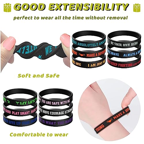 ZIQON 12 peças de pulseira de borracha inspiradora citação motivacional pulseiras de silicone colori