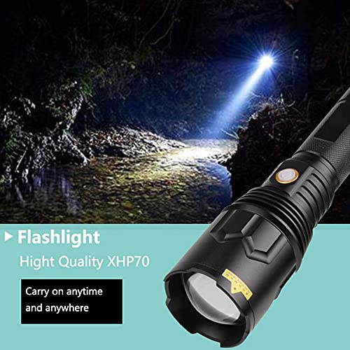 Xhp70 Led Flashlight, Super Bright 200000 Lumen Flashlight Rechargeable Zoomable 5 Modes Handheld Torch Powerful Waterproof Tactical Flashlights Outdoor Torch Lamp With Power Bank Funtion For Camping #TOP6